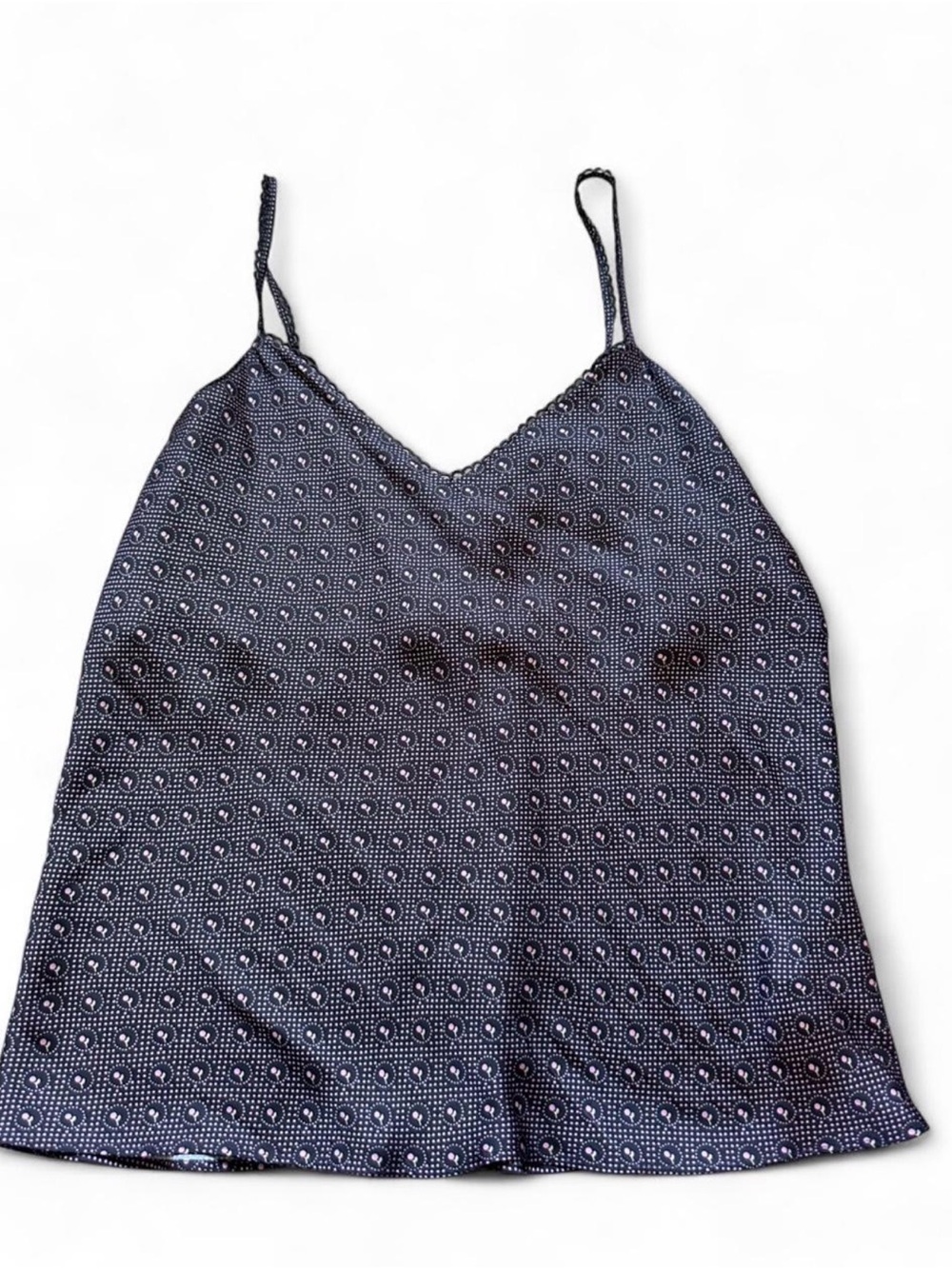 PAIGE Women’s Black & Pink Polka Dot Silky Cami Top Sz L